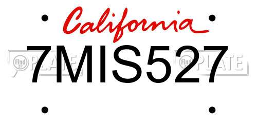 7MIS527 California License Plate