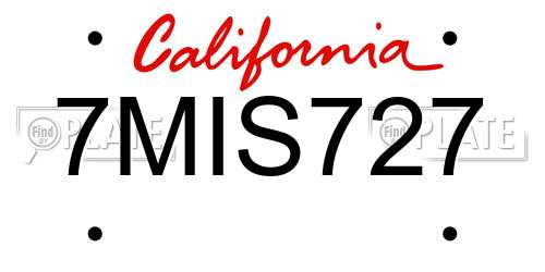 7MIS727 California License Plate