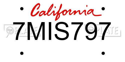 7MIS797 California License Plate