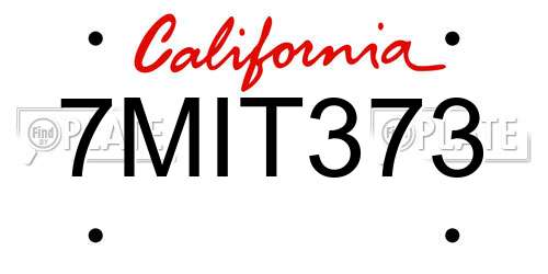 7MIT373 California License Plate