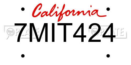 7MIT424 California License Plate