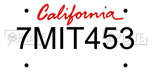 7MIT453 California License Plate