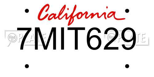 7MIT629 California License Plate