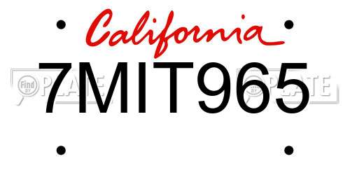 7MIT965 California License Plate
