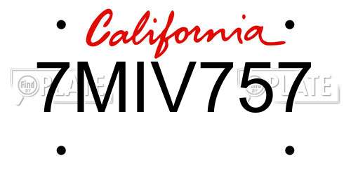 7MIV757 California License Plate