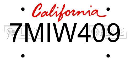 7MIW409 California License Plate
