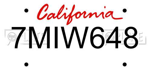 7MIW648 California License Plate
