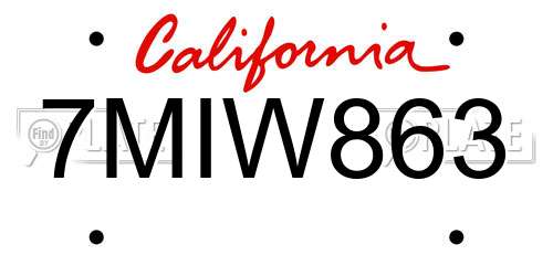 7MIW863 California License Plate