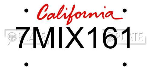 7MIX161 California License Plate
