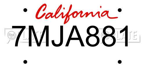 7MJA881 California License Plate