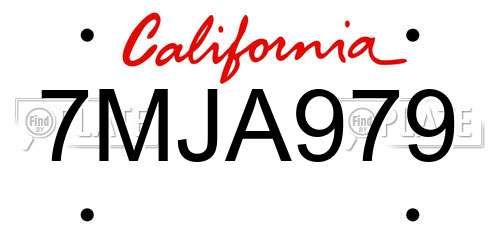 7MJA979 California License Plate