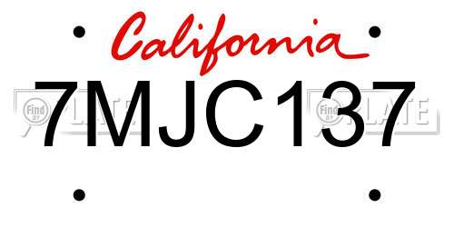 7MJC137 California License Plate