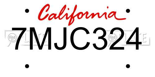 7MJC324 California License Plate
