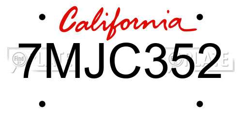 7MJC352 California License Plate