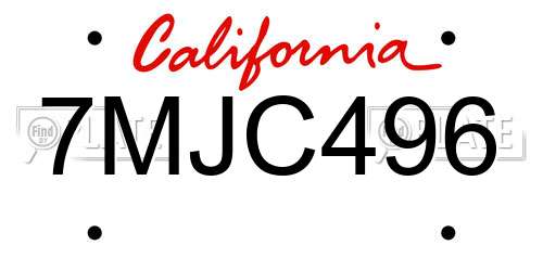 7MJC496 California License Plate