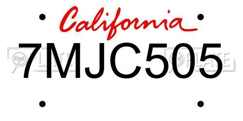 7MJC505 California License Plate