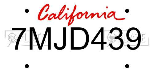 7MJD439 California License Plate