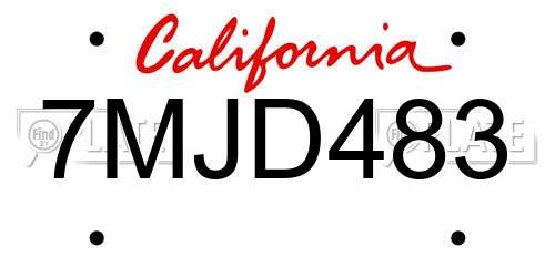 7MJD483 California License Plate