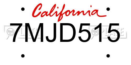 7MJD515 California License Plate