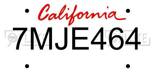 7MJE464 California License Plate