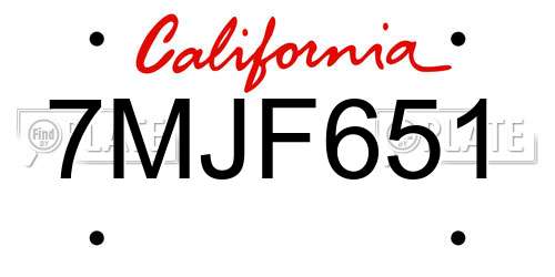 7MJF651 California License Plate