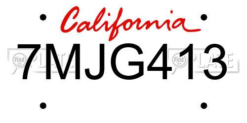 7MJG413 California License Plate