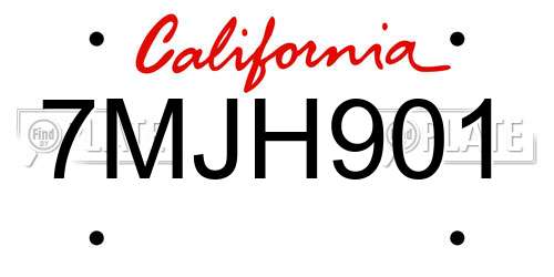 7MJH901 California License Plate