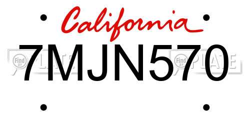 7MJN570 California License Plate