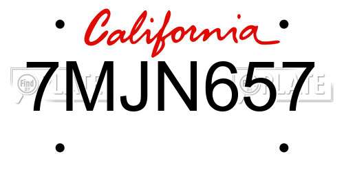7MJN657 California License Plate