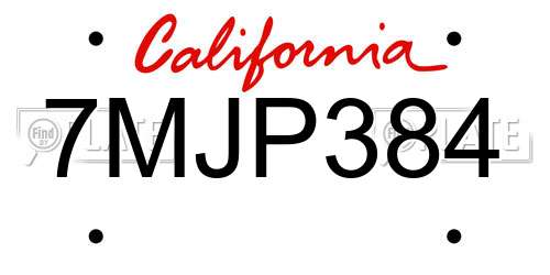 7MJP384 California License Plate