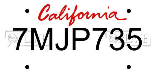 7MJP735 California License Plate