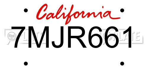 7MJR661 California License Plate