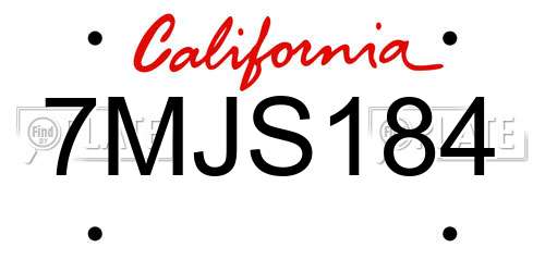 7MJS184 California License Plate