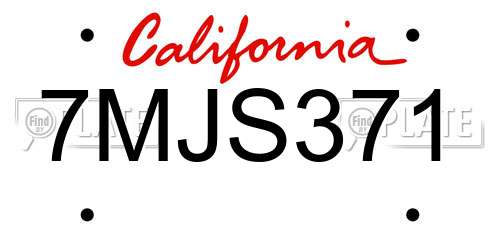 7MJS371 California License Plate