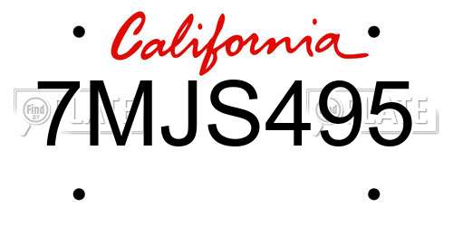 7MJS495 California License Plate