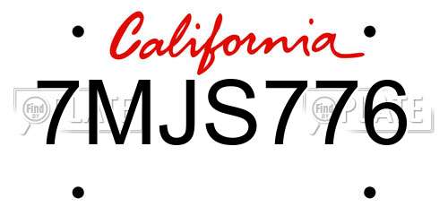 7MJS776 California License Plate