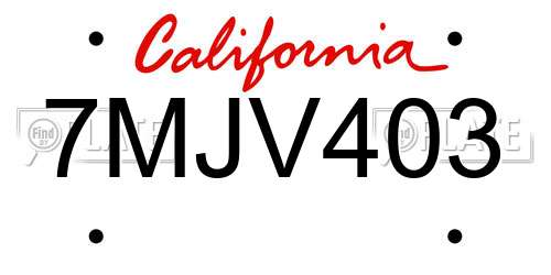 7MJV403 California License Plate