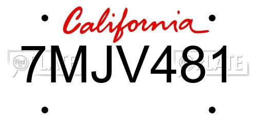 7MJV481 California License Plate