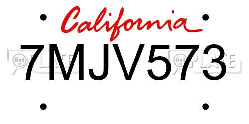 7MJV573 California License Plate