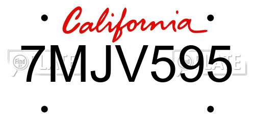 7MJV595 California License Plate