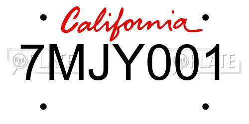 7MJY001 California License Plate