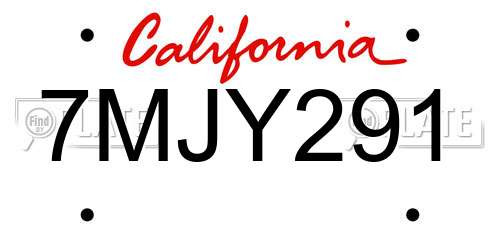 7MJY291 California License Plate