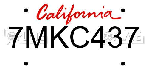 7MKC437 California License Plate