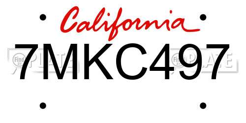 7MKC497 California License Plate