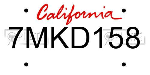 7MKD158 California License Plate