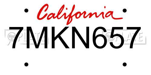 7MKN657 California License Plate