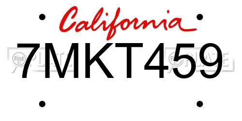 7MKT459 California License Plate