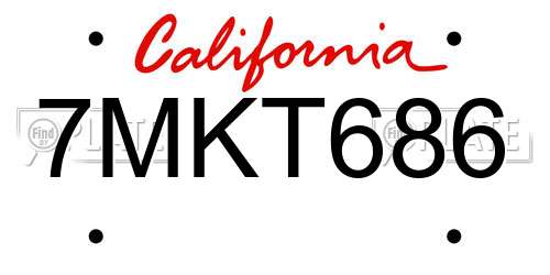 7MKT686 California License Plate