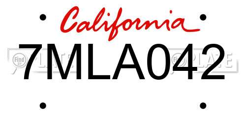 7MLA042 California License Plate