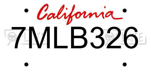 7MLB326 California License Plate